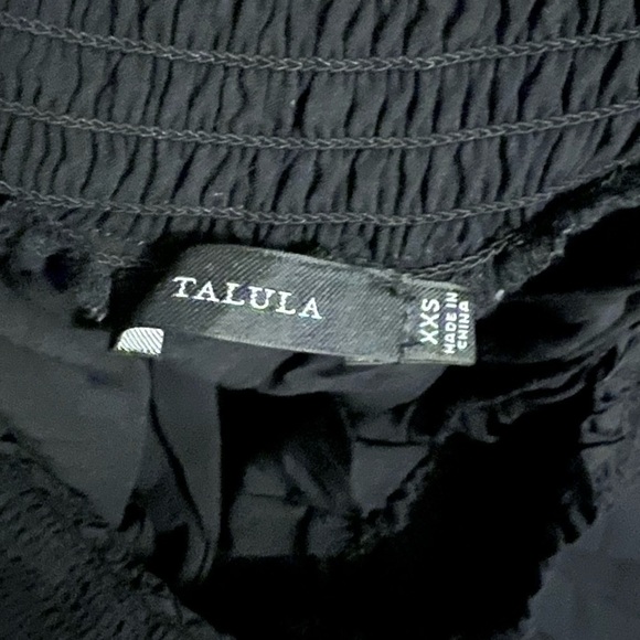 Talula by Aritzia Black Smocked Shoulders Boho Minimalist Flowy Fit Tunic Blouse - Picture 5 of 6